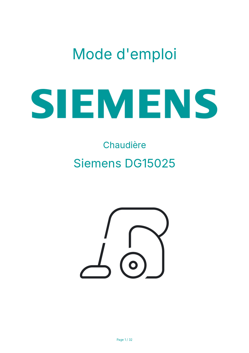 Page n°1 - Mode d'emploi Siemens DG15025