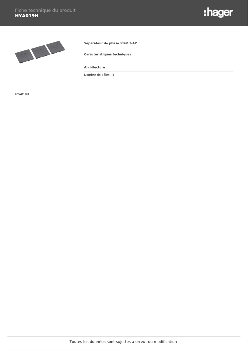 Image de la première page du manuel de l'appareil HYA019H