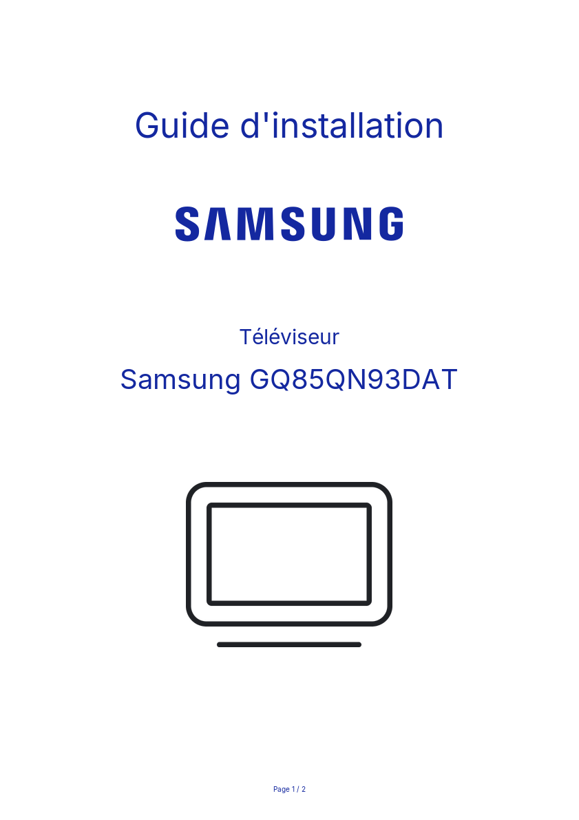 Page n°1 - Guide d'installation Samsung GQ85QN93DAT