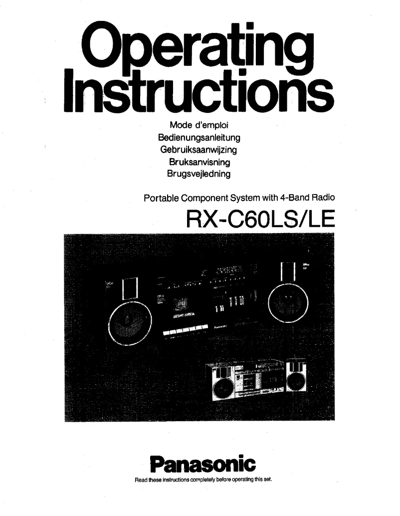Page n°1 - Manuel utilisateur Panasonic RX-C60