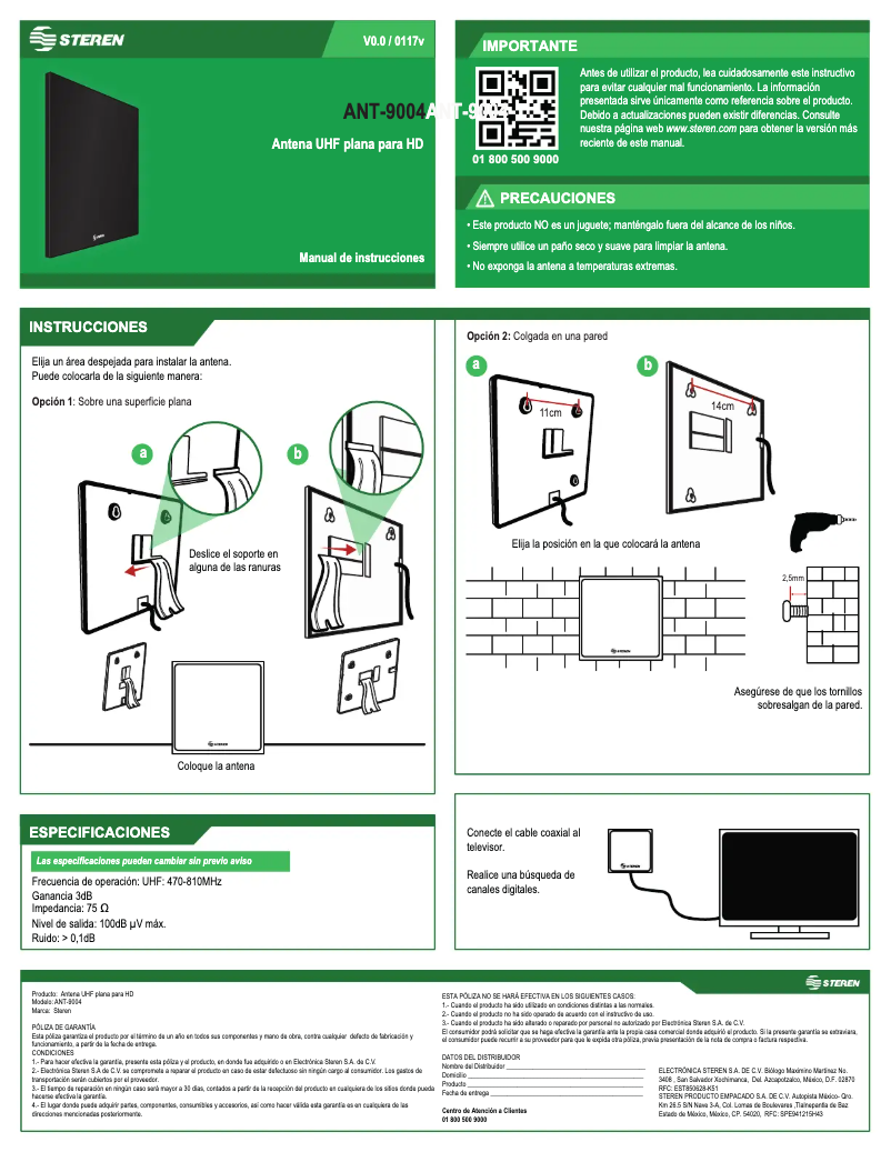 Image de la première page du manuel de l'appareil ANT-9004