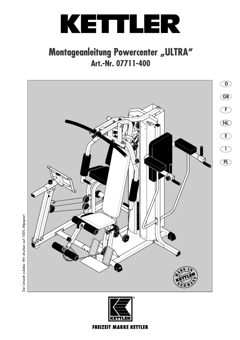Page 1 de la notice Manuel utilisateur Kettler Ultra