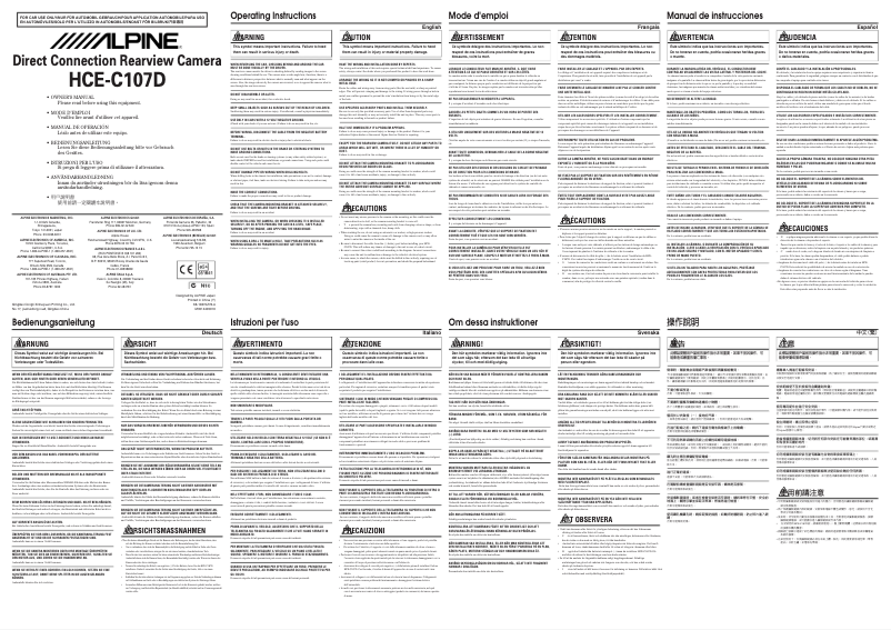 Page n°1 - Manuel utilisateur Alpine HCE-C107D