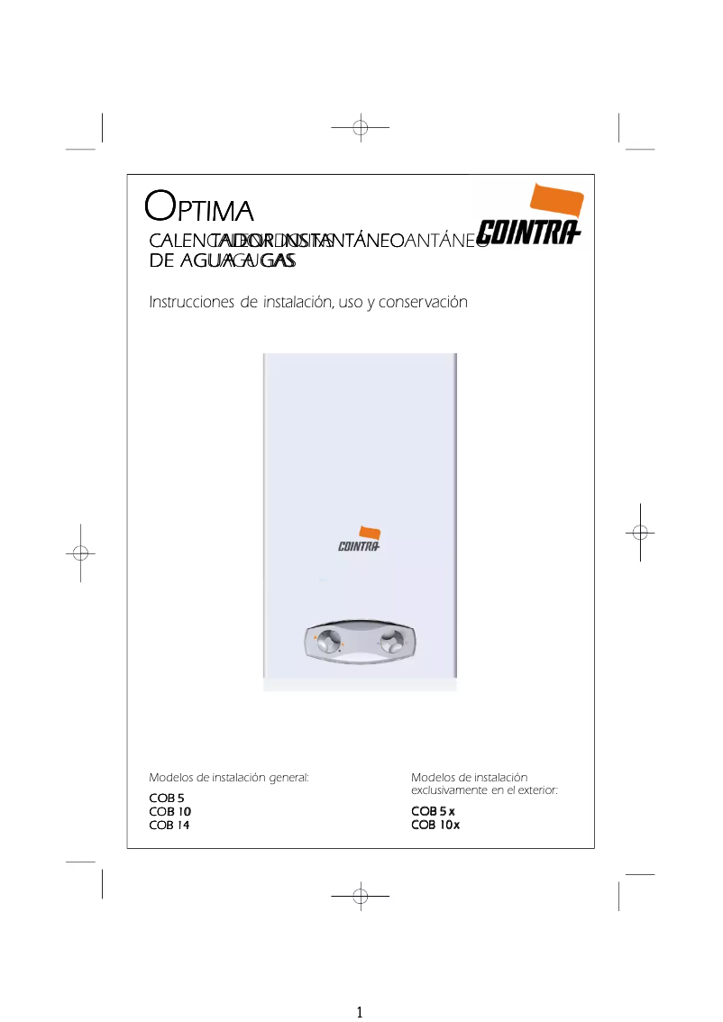 Page n°1 - Manuel utilisateur Cointra Optima COB-5 n