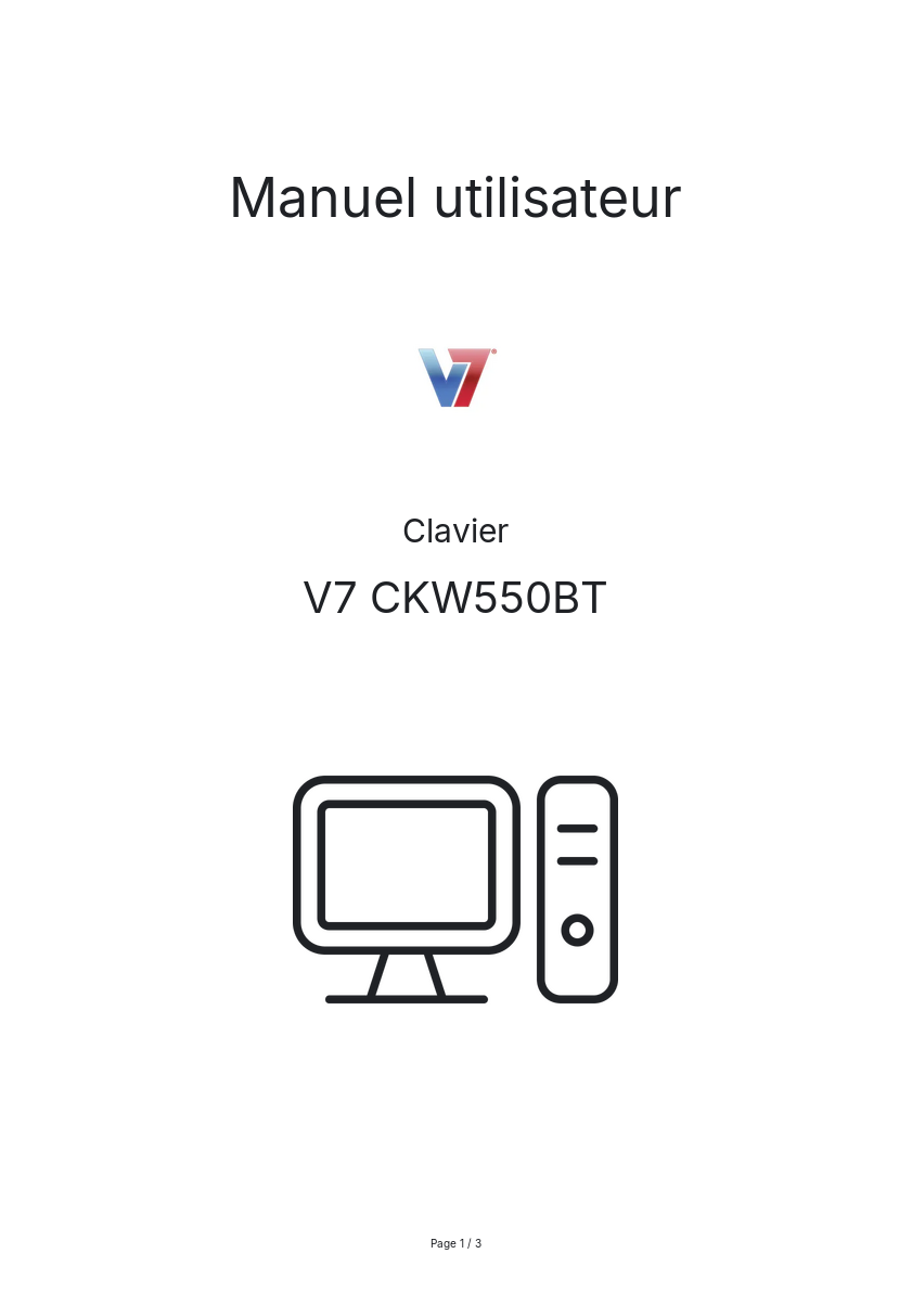 Page n°1 - Manuel utilisateur V7 CKW550BT
