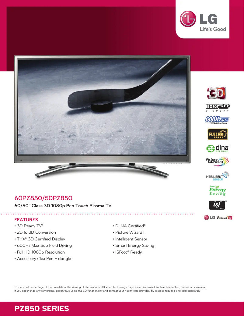 Image de la première page du manuel de l'appareil 50PZ850