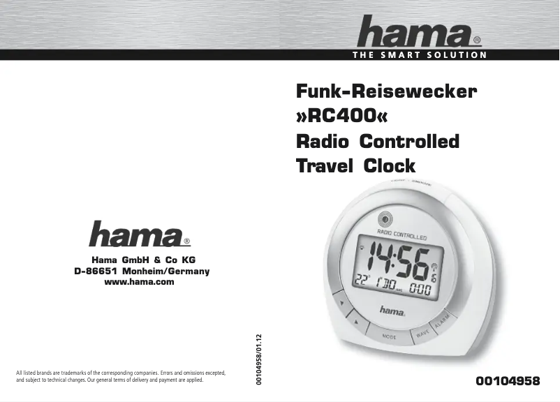 Page n°1 - Manuel utilisateur Hama RC400