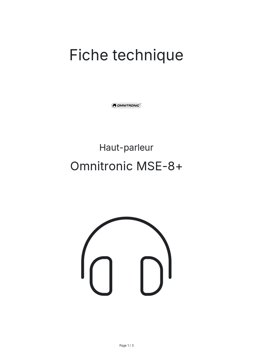 Page n°1 - Fiche technique Omnitronic MSE-8+