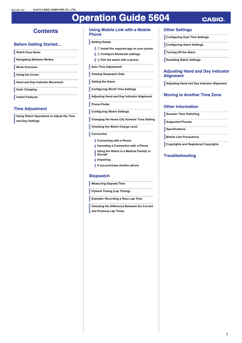 Image de la première page du manuel de l'appareil Edifice EQB-1000D-1AER