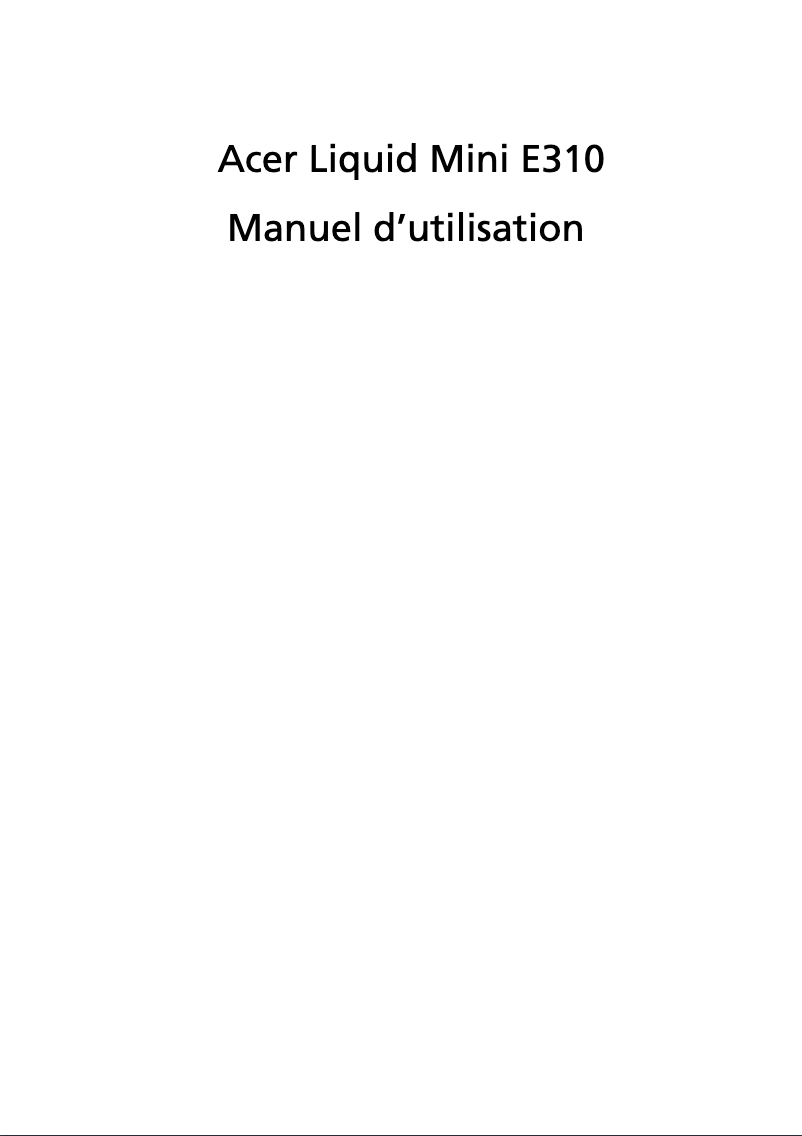 Page n°1 - Manuel utilisateur Acer E310