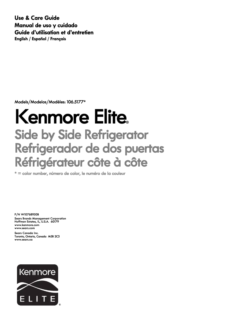 Page 1 de la notice Manuel utilisateur Kenmore 51773