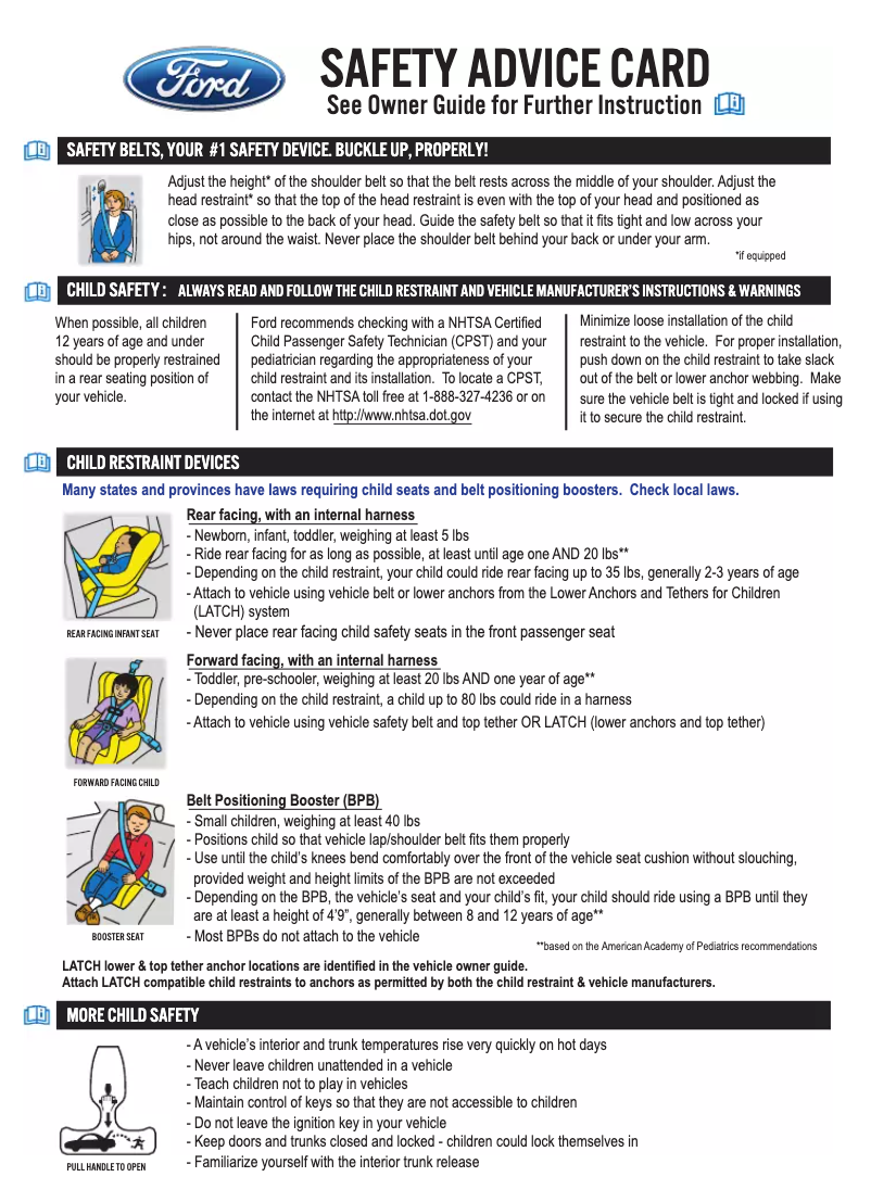 Page n°1 - Instructions de sécurité Mercury Milan Hybrid (2010)