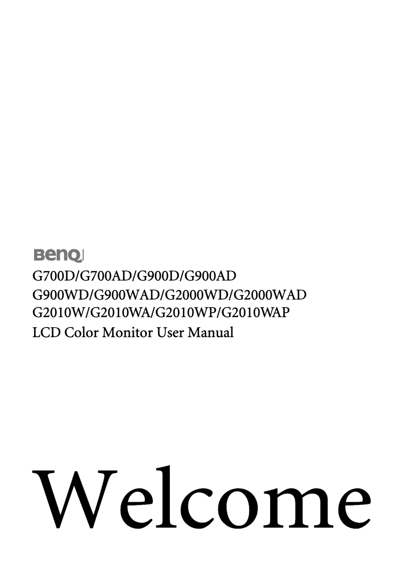 Page n°1 - Manuel utilisateur BenQ G2010WP