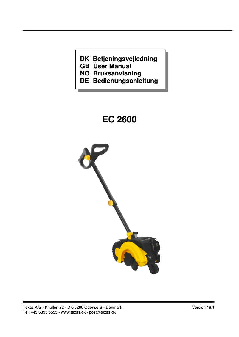 Page n°1 - Manuel utilisateur Texas EC2600