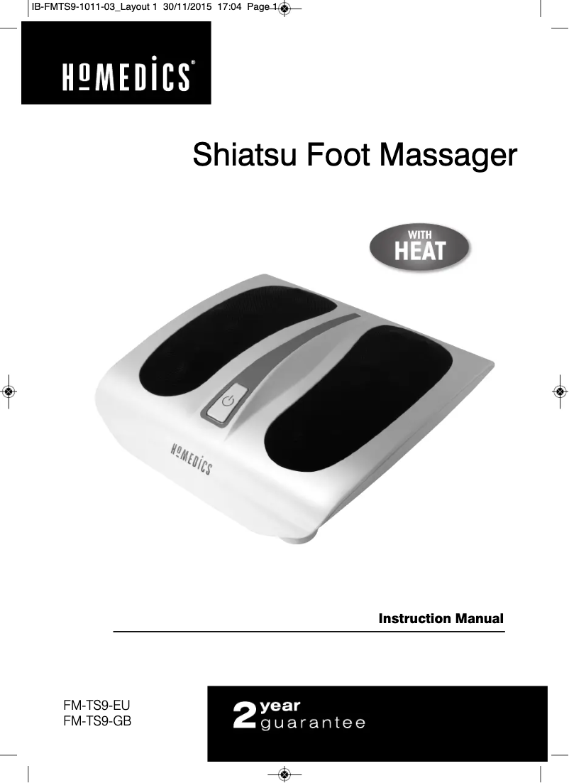 Page n°1 - Manuel utilisateur Homedics Shiatsu Foot Massager