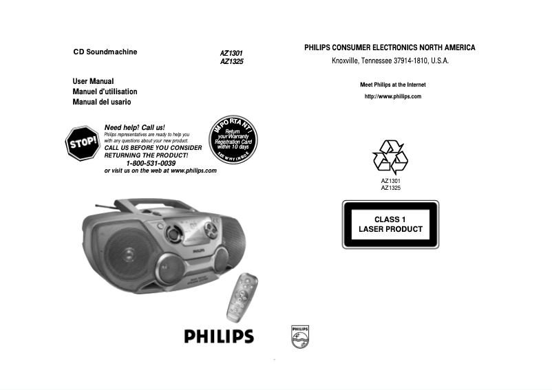 Page n°1 - Manuel utilisateur Philips AZ1325