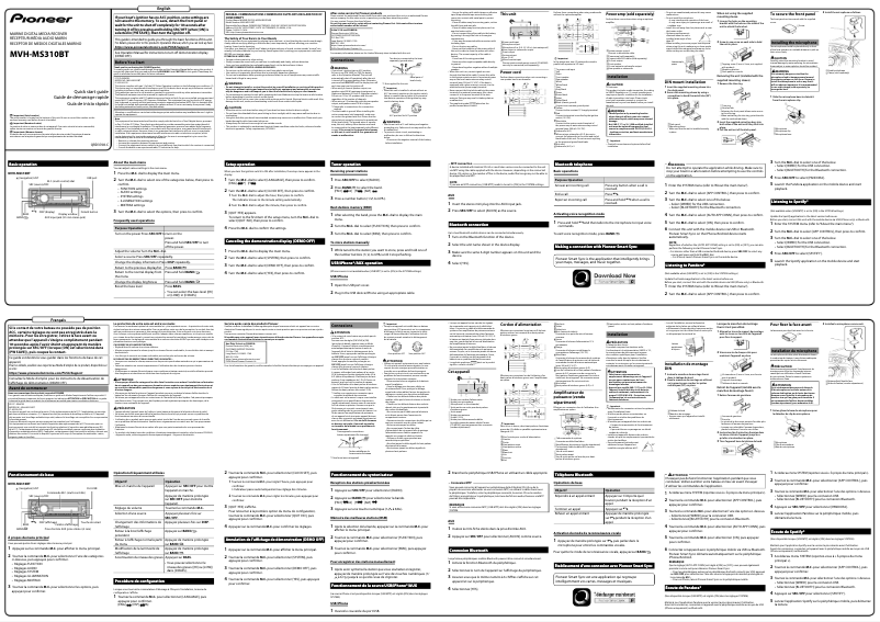 Page 1 de la notice Guide de démarrage rapide Pioneer MVH-MS310BT