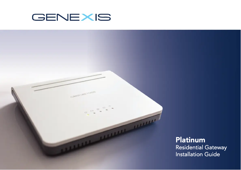 Page n°1 - Manuel utilisateur Genexis Platinum