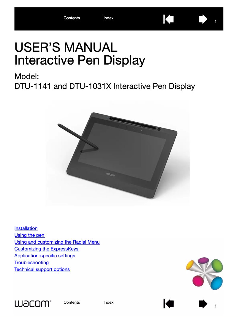 Page 1 de la notice Manuel utilisateur Wacom DTU-1141