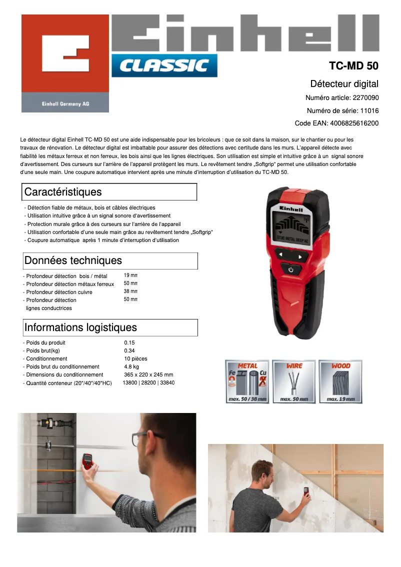 Image de la première page du manuel de l'appareil TC-MD 50