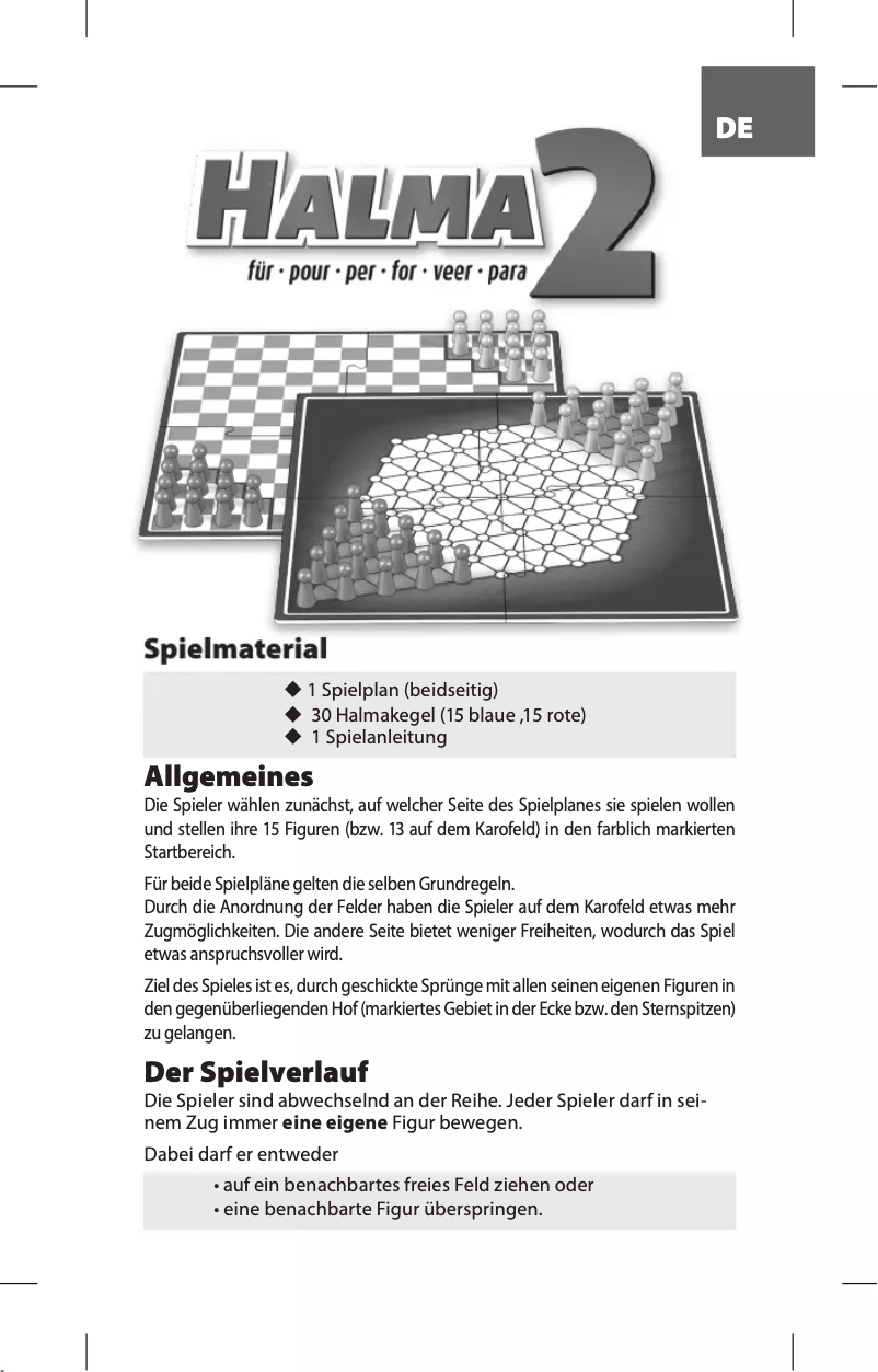 Page n°1 - Manuel utilisateur Schmidt Halma für 2