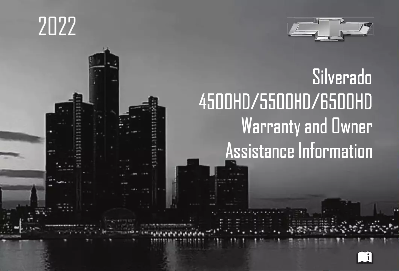 Page 1 de la notice Informations de garantie Chevrolet Silverado (2022)