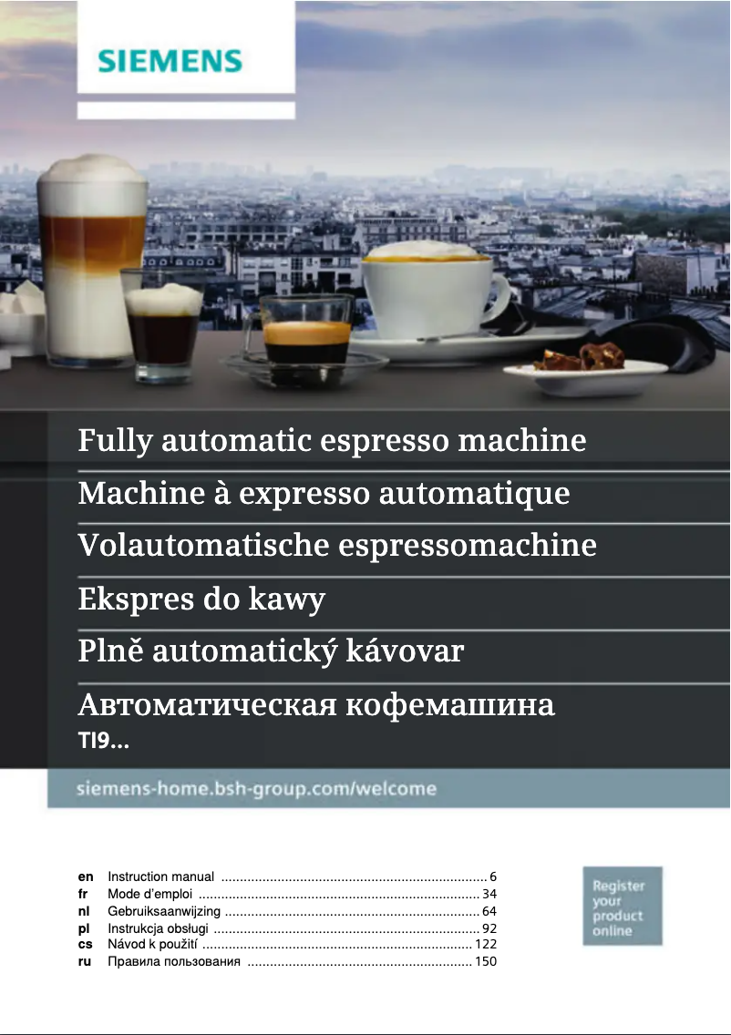 Page n°1 - Manuel utilisateur Siemens EQ9 TI915M89RW