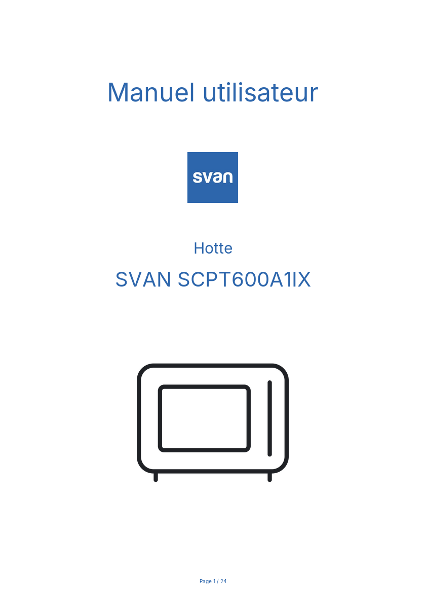 Page n°1 - Manuel utilisateur SVAN SCPT600A1IX
