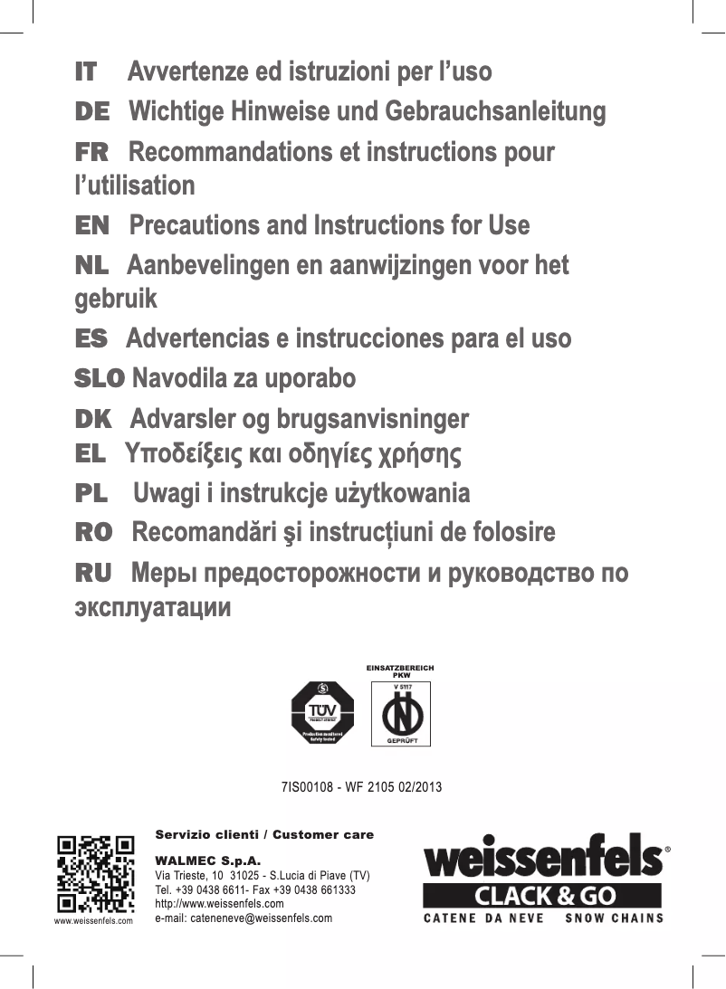 Page n°1 - Manuel utilisateur Weissenfels SETTE M45