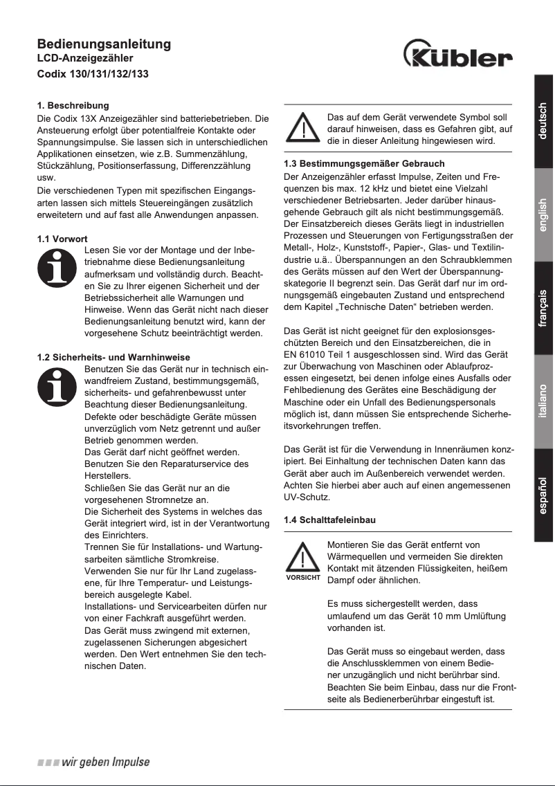 Image de la première page du manuel de l'appareil Codix 130