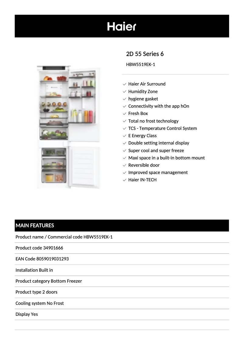 Image de la première page du manuel de l'appareil HBW5519EK