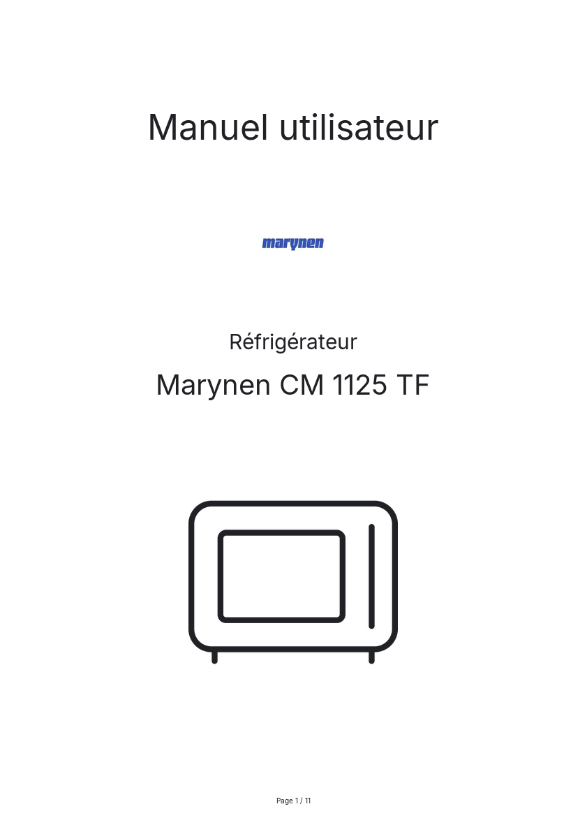 Image de la première page du manuel de l'appareil CM 1125 TF