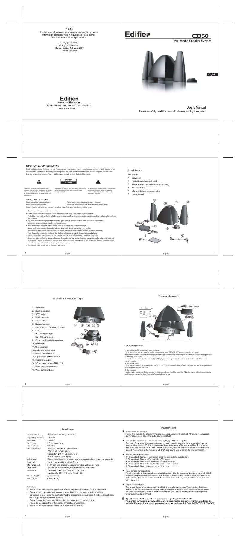Image de la première page du manuel de l'appareil E3350