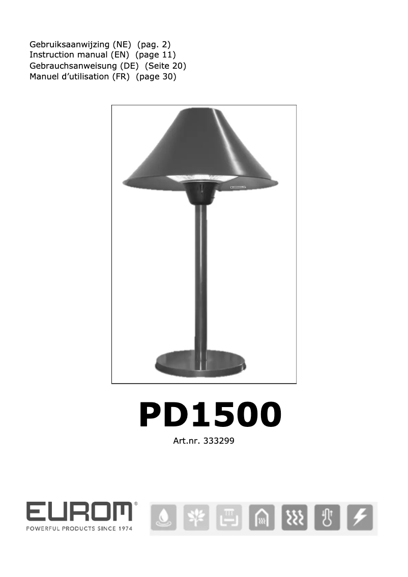 Image de la première page du manuel de l'appareil PD1500