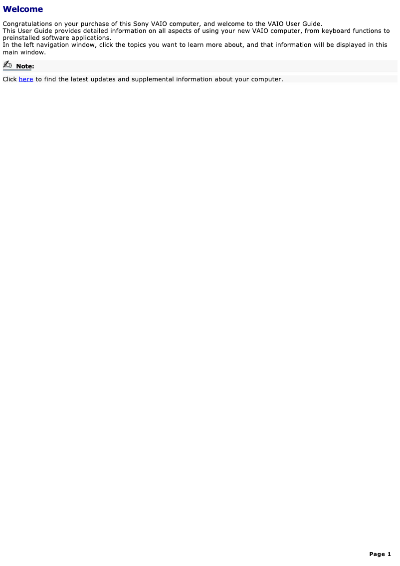 Página 1 del manual Manual de usuario Sony Vaio PCG-GRX570