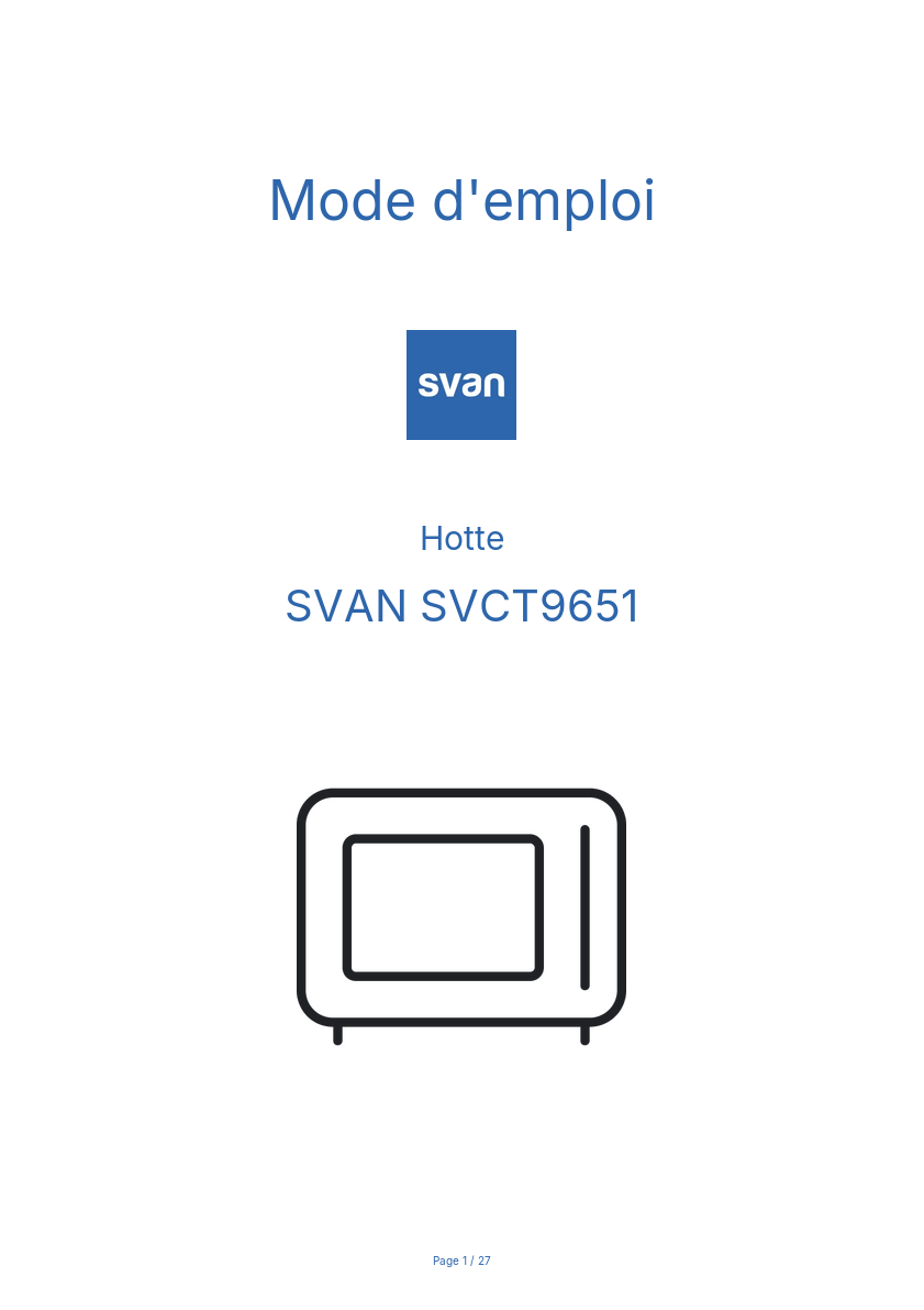 Page n°1 - Mode d'emploi SVAN SVCT9651