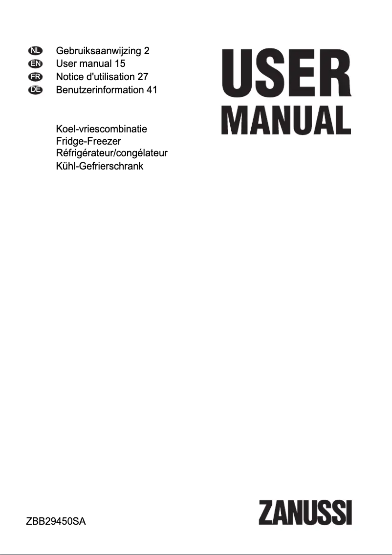 Image de la première page du manuel de l'appareil ZBB29450