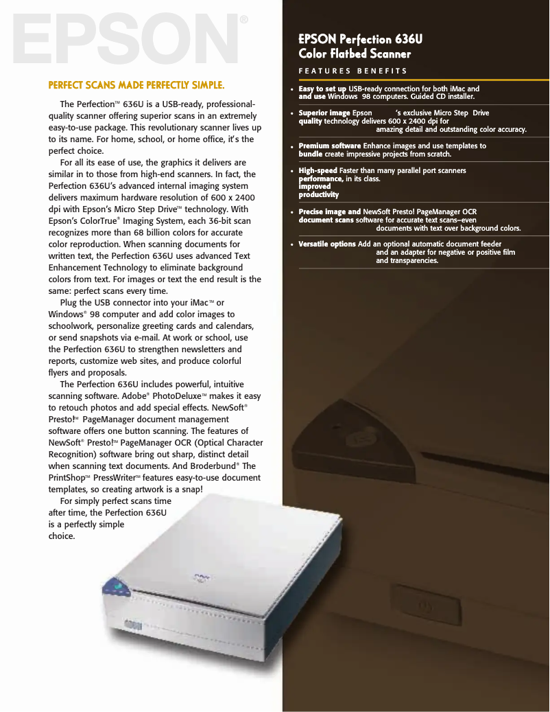 Image de la première page du manuel de l'appareil Perfection 636U