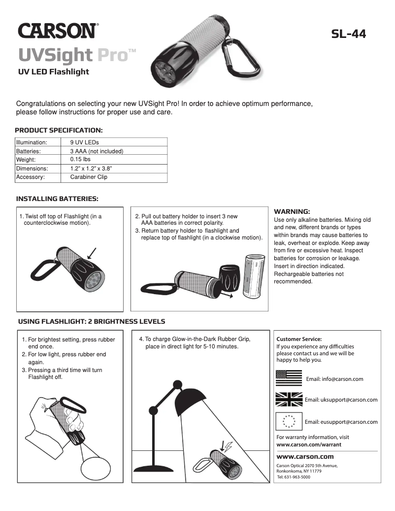Image de la première page du manuel de l'appareil UVSight Pro SL-44