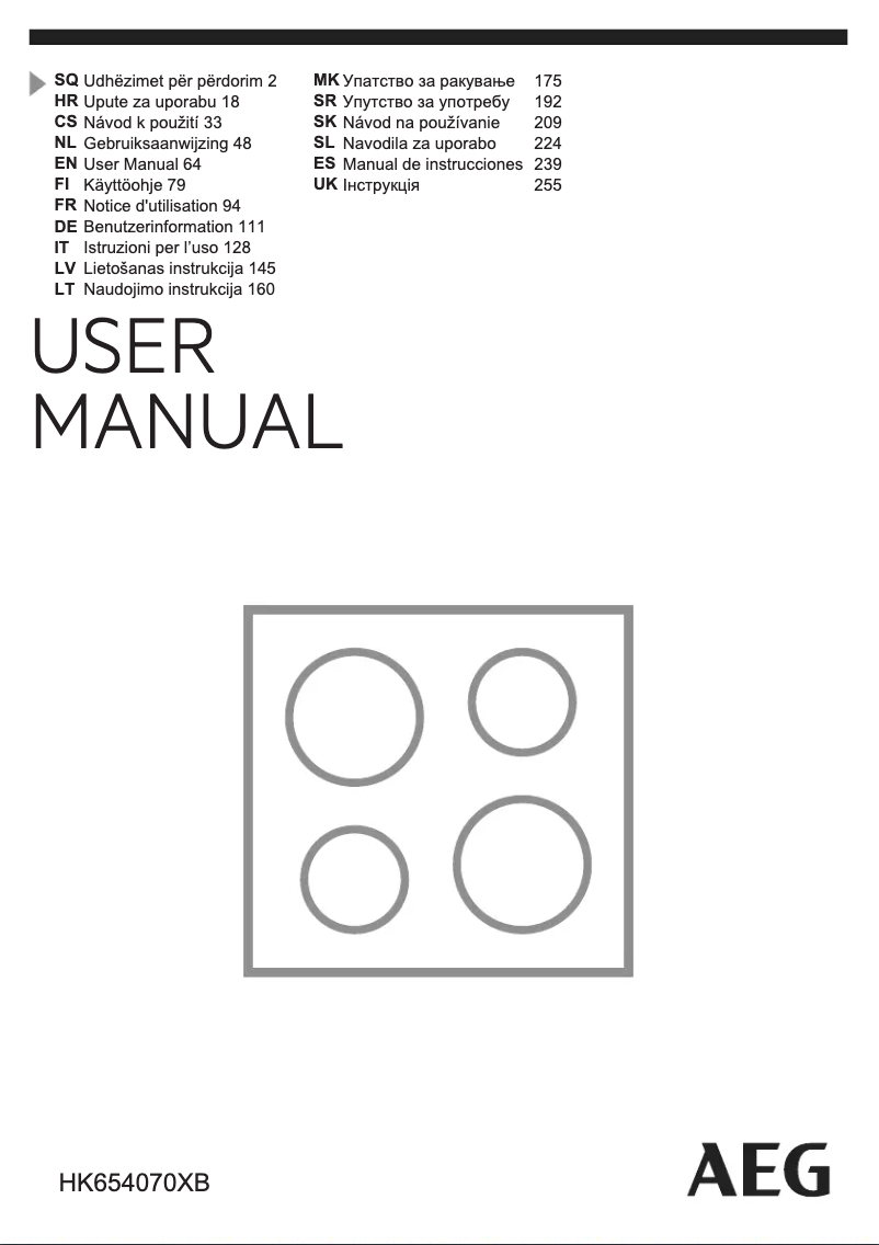 Page 1 de la notice Manuel utilisateur AEG HK654070XB