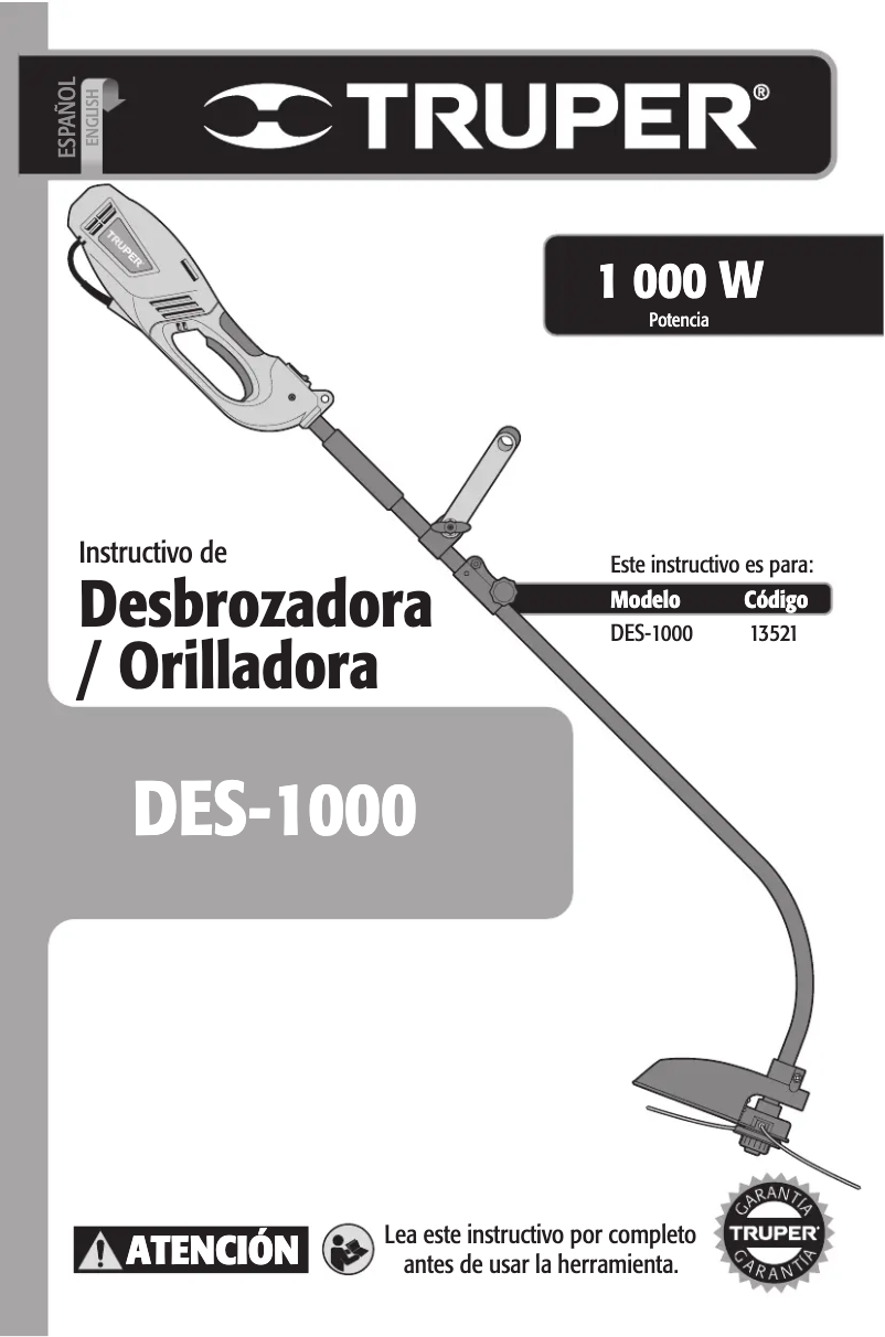 Page n°1 - Manuel utilisateur Truper DES-1000