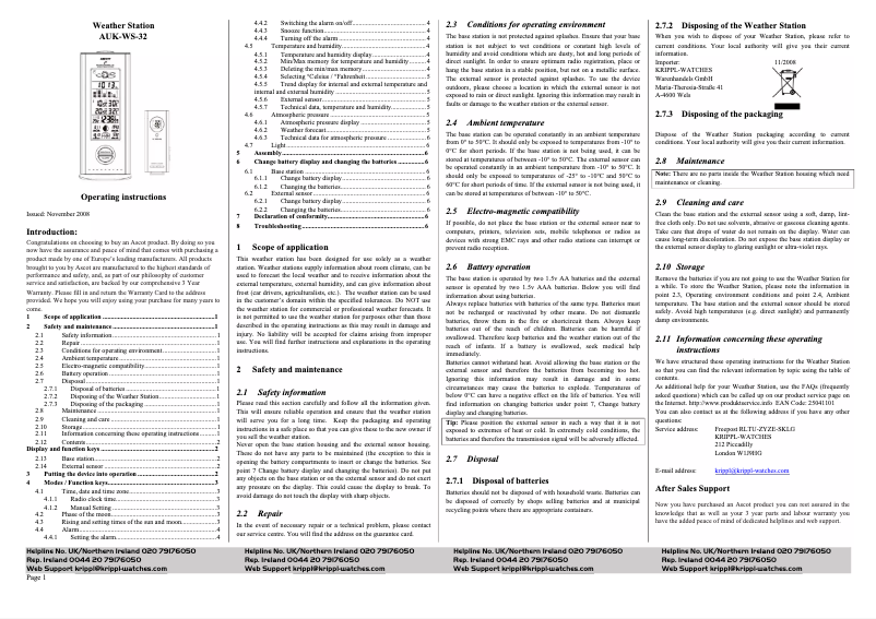 Page 1 de la notice Manuel utilisateur Ascot AUK-WS-32
