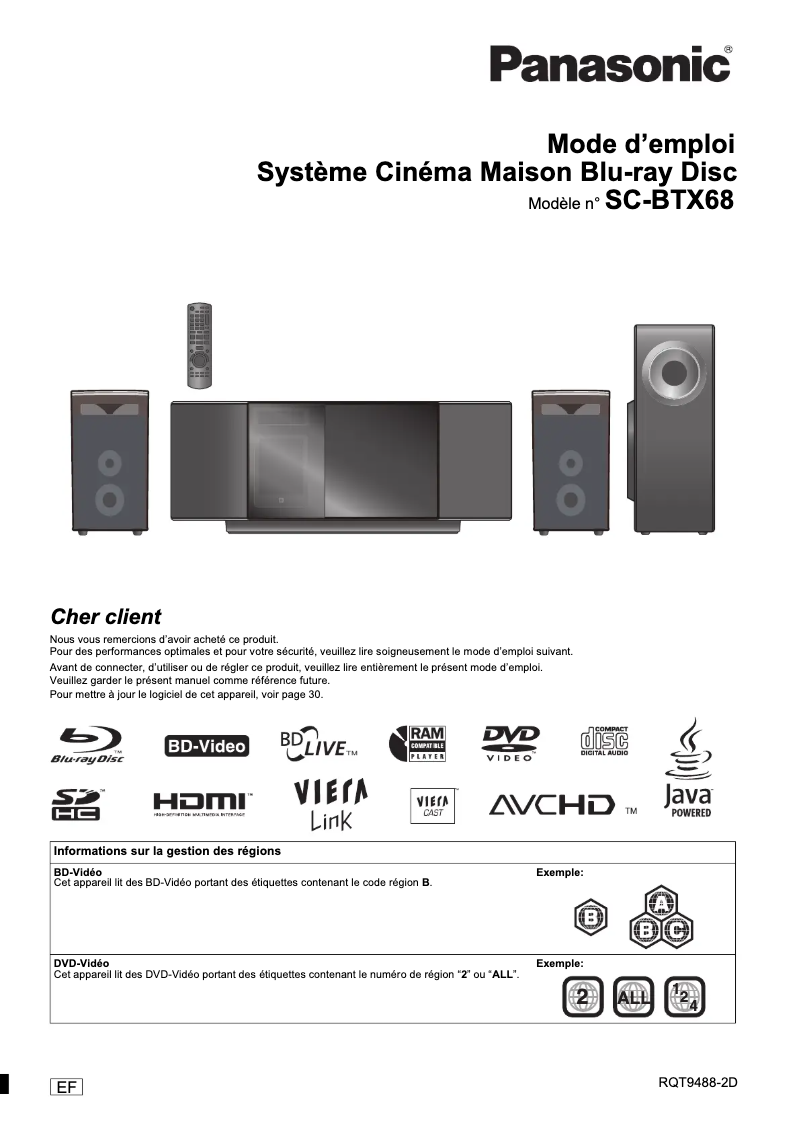 Image de la première page du manuel de l'appareil SC-BTX68