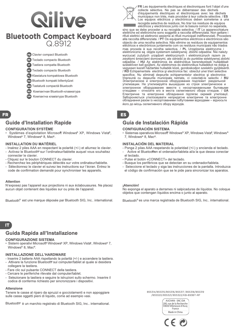 Page 1 de la notice Manuel utilisateur Qilive Q.8912