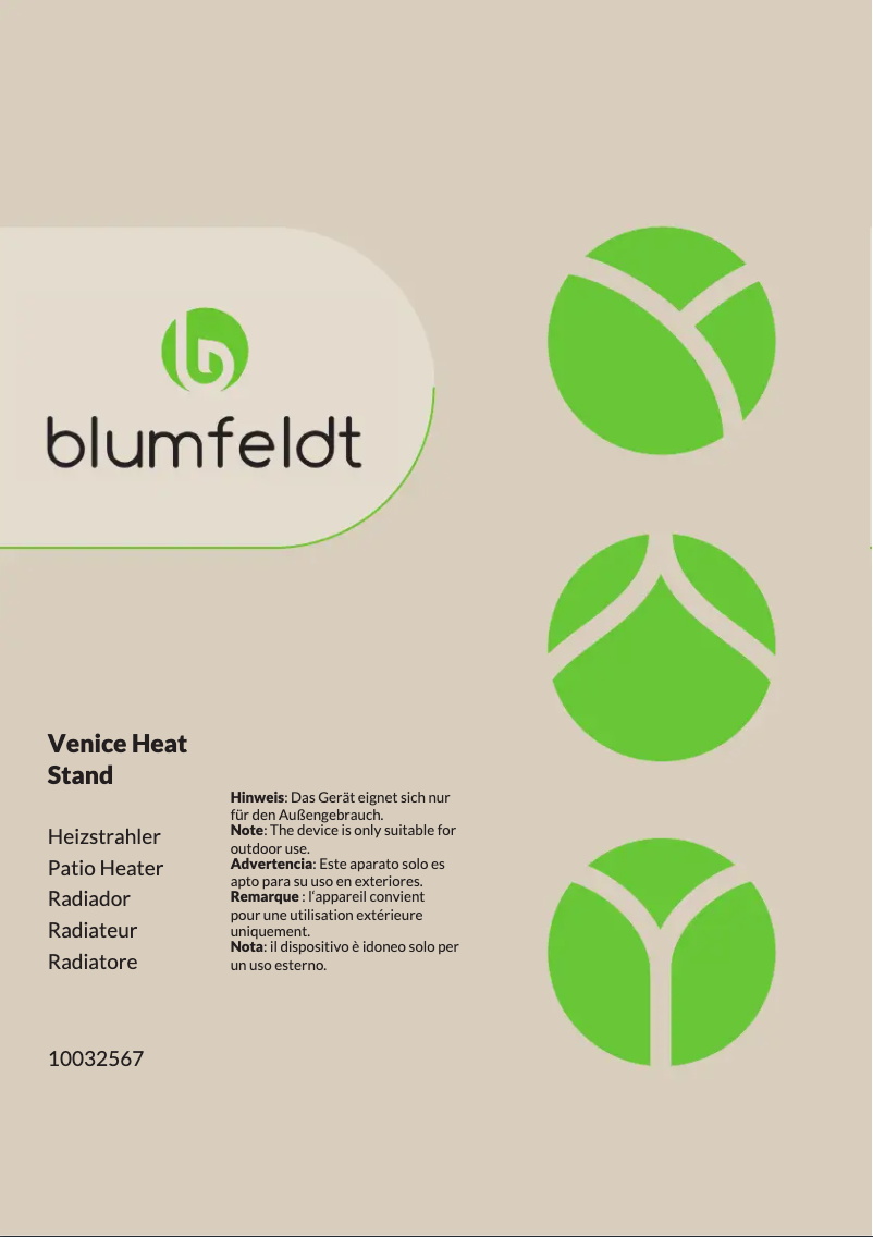 Page 1 de la notice Manuel utilisateur Blumfeldt Venice Heat Stand