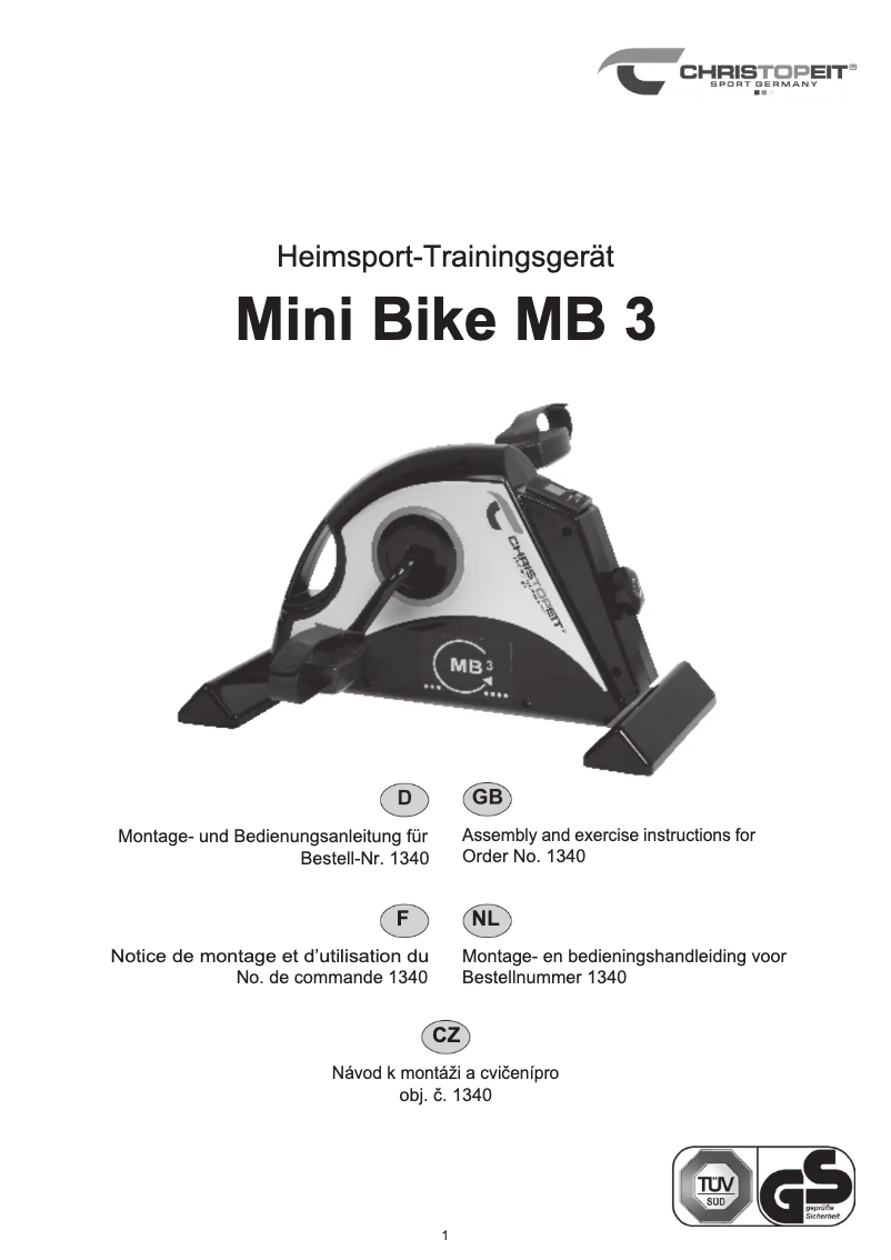 Page 1 de la notice Manuel utilisateur Christopeit Mini Bike MB 3