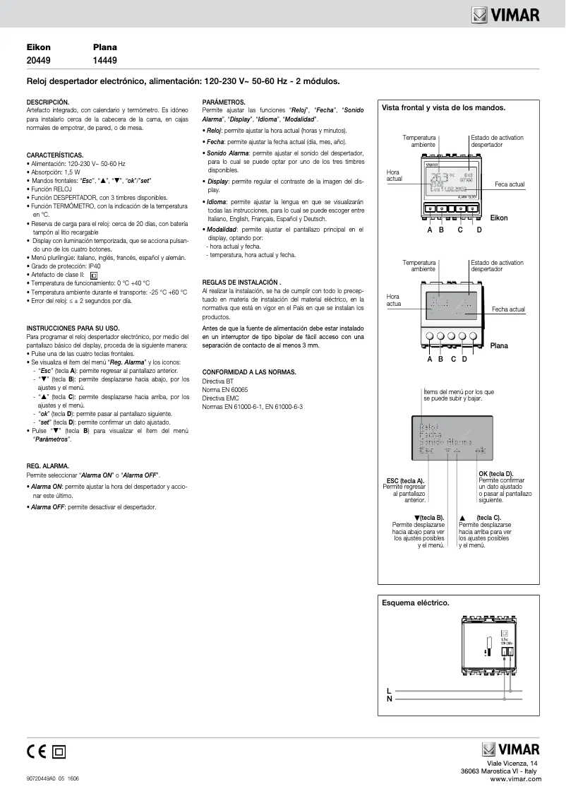 Page n°1 - Manuel utilisateur Vimar 20449