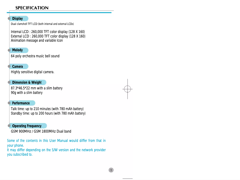 Image de la première page du manuel de l'appareil G900