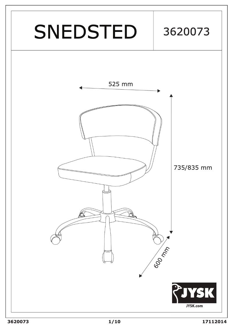 Page 1 de la notice Manuel utilisateur JYSK Snedstad