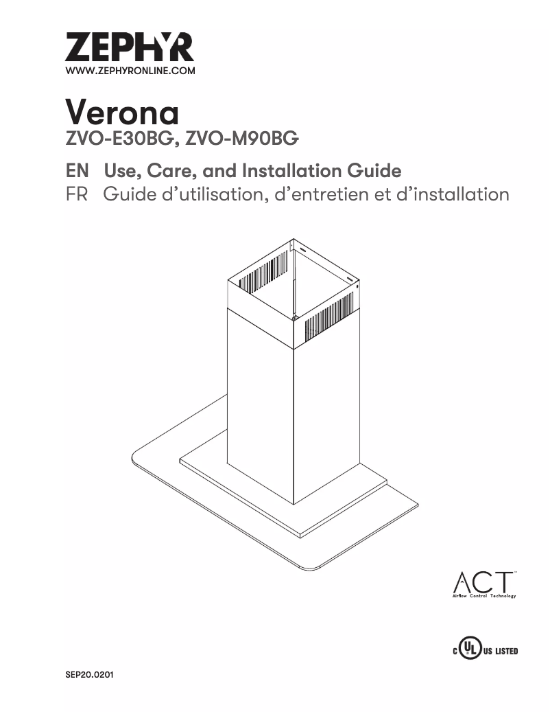 Page n°1 - Manuel utilisateur Zephyr Verona ZVO-E30BG